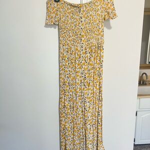 Urban Outfitters Yellow Floral Off-Shoulder Maxi Dress